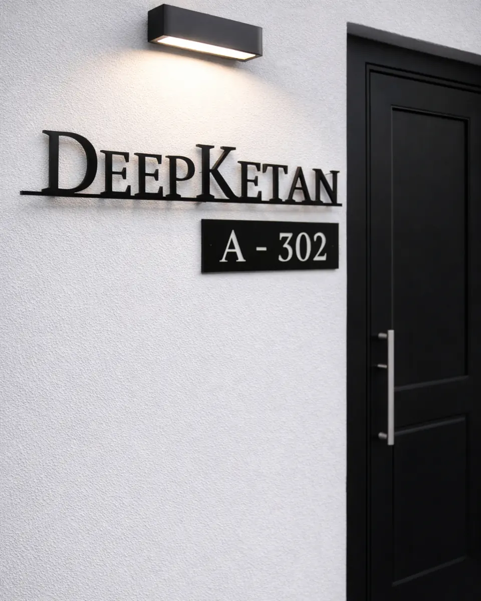 DeepKetan - Matte Black Stainless Steel Cut-Out Number Name Plate – 304 Grade Premium Finish