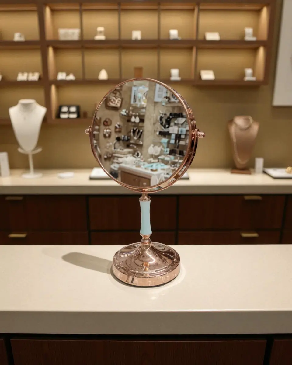 Round Metal Body Counter Top Mirror
