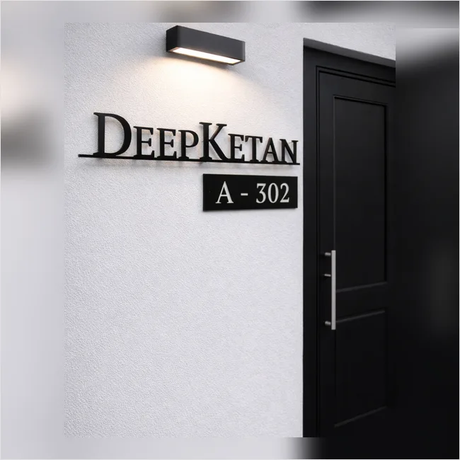 DeepKetan - Matte Black Stainless Steel Cut-Out Number Name Plate – 304 Grade Premium Finish