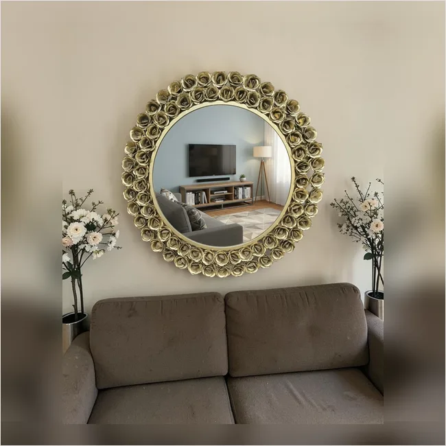 Golden Rose Halo Mirror – 24" Decorative Metal Wall Mirror