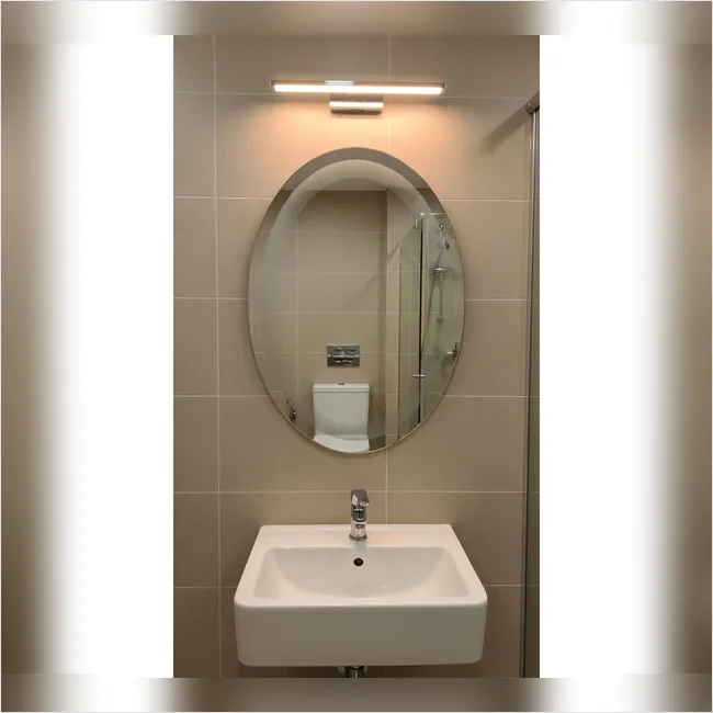 LED 130 - Laser Honeycomb Design Oval Mirror – 18" x 24" Smart Touch Wall Mirror with Dimmable Lighting