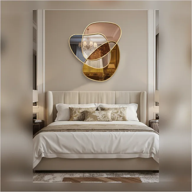 Luxury Abstract Wall Mirror SS PVD Frame – Designer Mirror (30 x 30 Inches)
