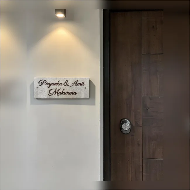 Modern Stone Finish Charcoal Name Plate – Priyanka Makwana