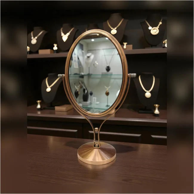 Oval Shaped Metal Body Counter Top mirror