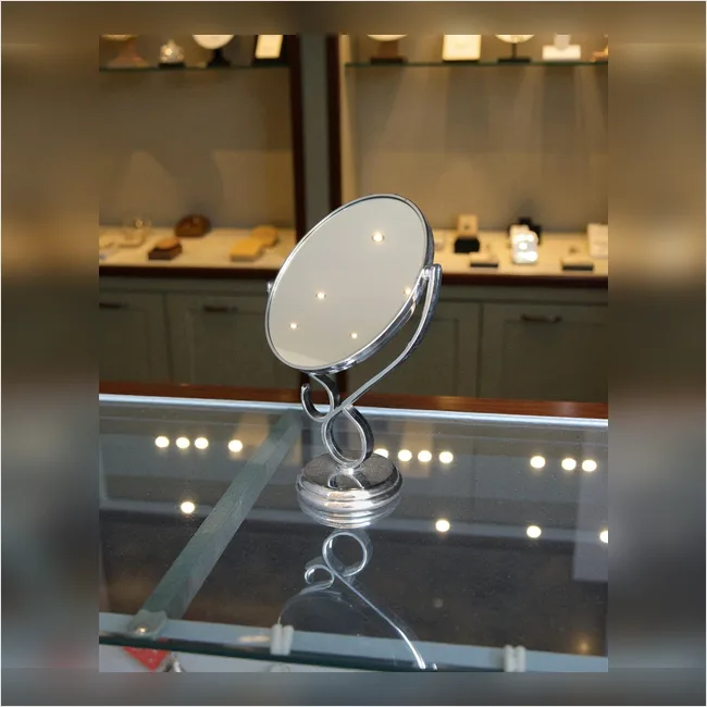 Oval Shaped Plastic Body Double Sided Counter Top Mirror