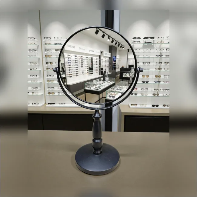 Round Shaped Metal Body Counter Top Mirror