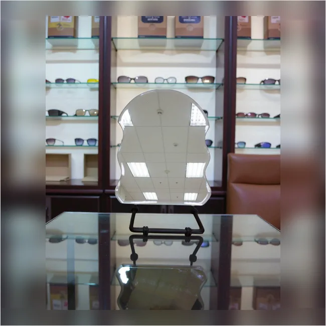 Semi round with Waves Shaped Counter Top Mirror